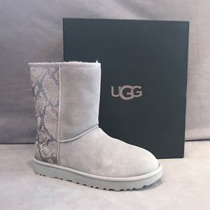 UGG Classic Metallic Snake Silver Boots